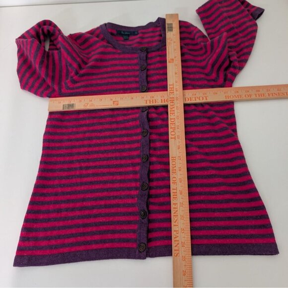Boden Stripe Cardigan Womens Size 10 UK 14 Pink Purple Cashmere Angora Knit - Picture 7 of 9